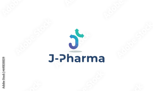 Letter J medical pharmaceuticals blue colour health logo