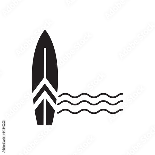 Surfboard icon illustration, surfing sign symbol