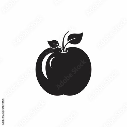 Apple icon  black silhouette of fresh natural fruit
