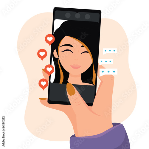 Isolated smartphone Facetime live Concept mobile app Vector