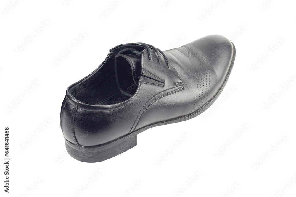 one black leather shoe isolated from the background one black leather shoe isolated from the background