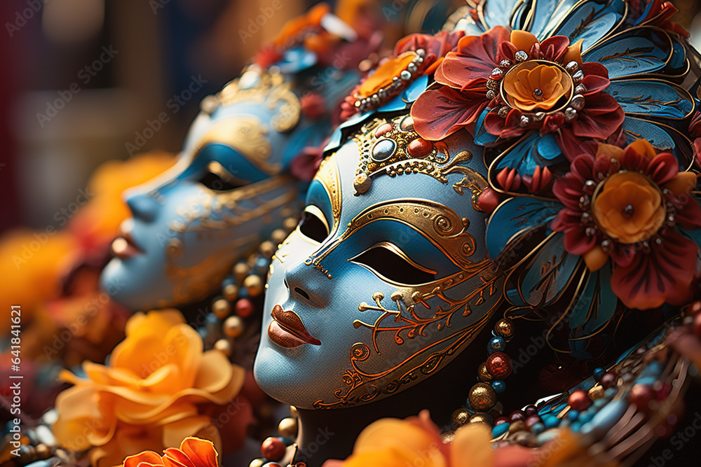 The festive masks of the Venetian carnival.