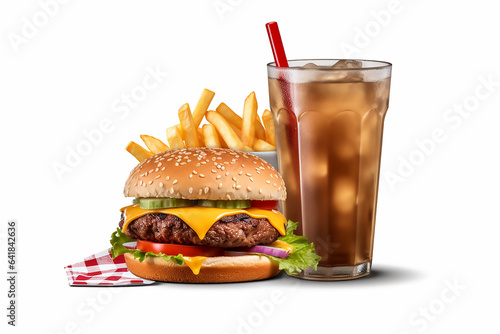 fast food and cola, hamburger and drink , hamburger and cola, fast food, ai, ai generated, generated, ai generative, generative
