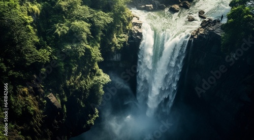 waterfall in the mountains  waterfall in the forest  waterfall scene  waterfall and rocks