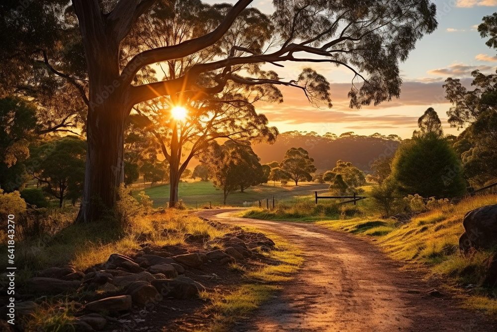 Autumn sunset beautiful landscape,sun beam ,orange trees and colorful leaves on nature ,season Autumn sunset beautiful landscape,sun beam ,orange trees and colorful leaves on nature ,season