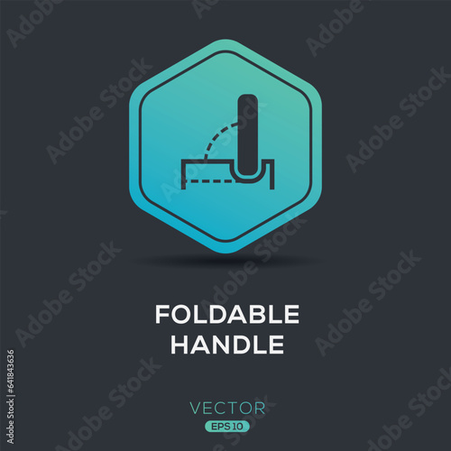 (Foldable Handle) Icon, Vector sign.
