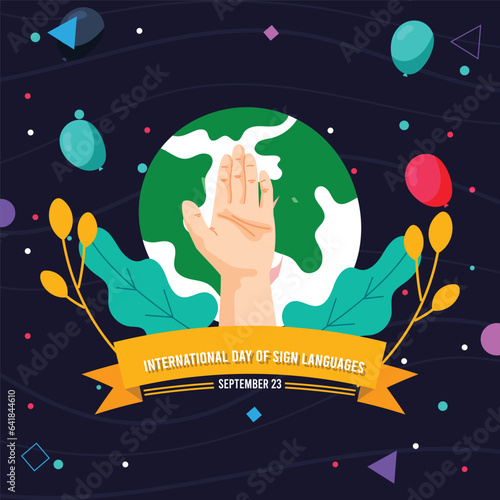  Free vector flat international day of sign languages design