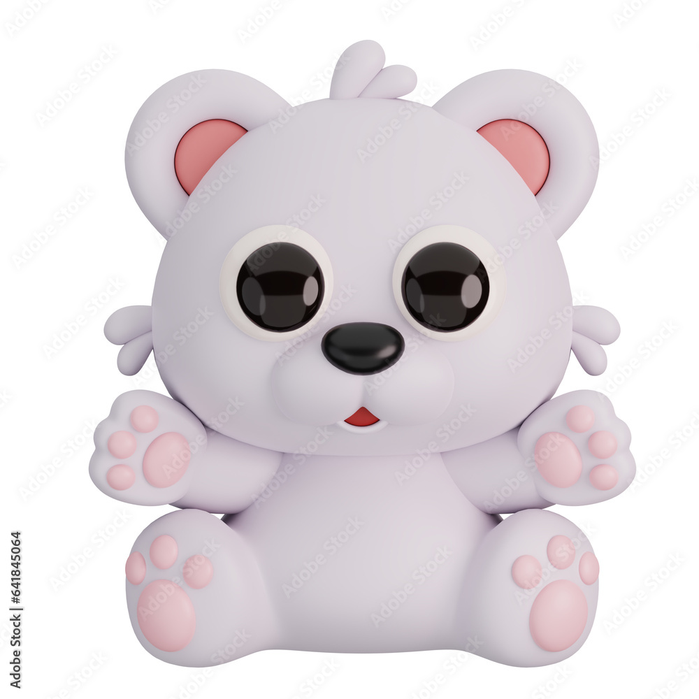 Cute Sitting Polar Bear Isolated. Animals Cartoon Style Icon Concept. 3D Render Illustration Cute Sitting Polar Bear Isolated. Animals Cartoon Style Icon Concept. 3D Render Illustration