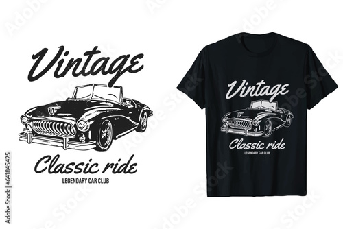 Vintage Classic Car T-shirt Design, Old Cars t-shirt Graphics.