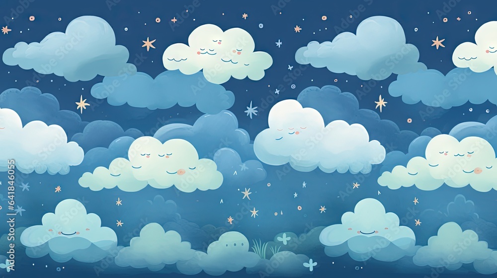 a group of clouds with stars in the sky above them. generative ai a group of clouds with stars in the sky above them. generative ai
