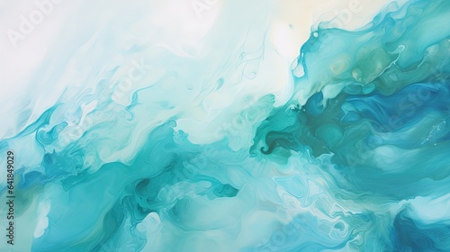  an abstract painting with blue and green colors on a white background. generative ai