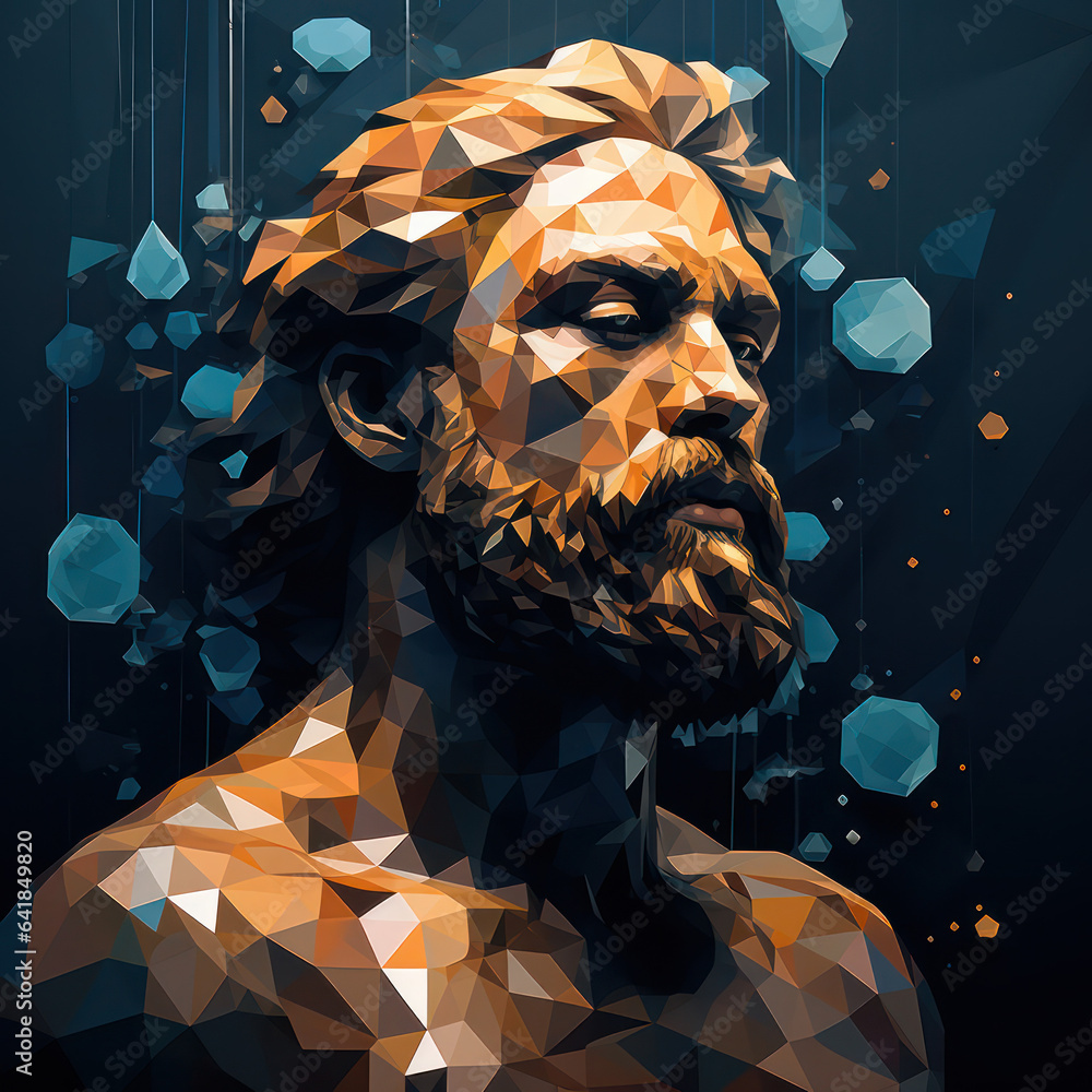 Astrological zodiac sign Aquarius in low poly 3d underwater with