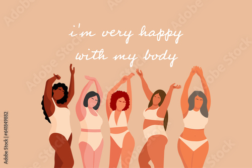 Beauty girls wearing underclothes. Body positive, beyond stereotypes