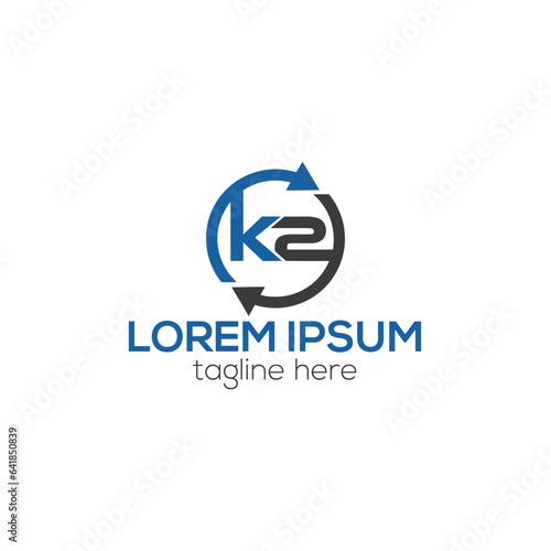 Initial letter bold arrow k2, 2k logo design vector template