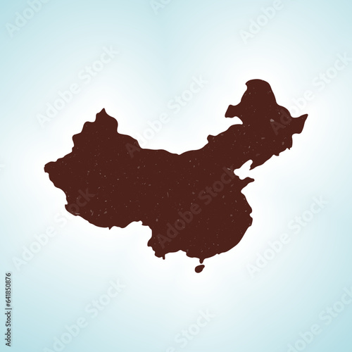 China shape on gradient background. Country map with scratch texture . China vibrant poster. Awesome vector illustration.