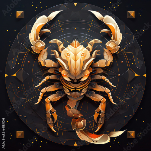 Astrological zodiac sign Scorpio as low poly in 3d