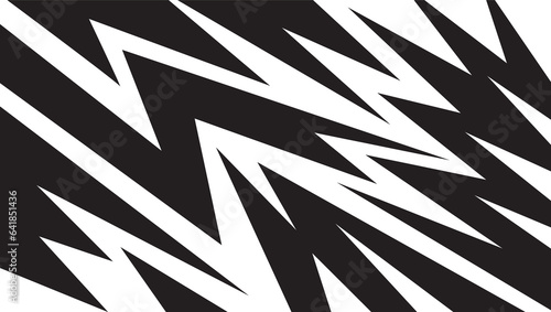 Abstract black and white background with spikes and zigzag line pattern