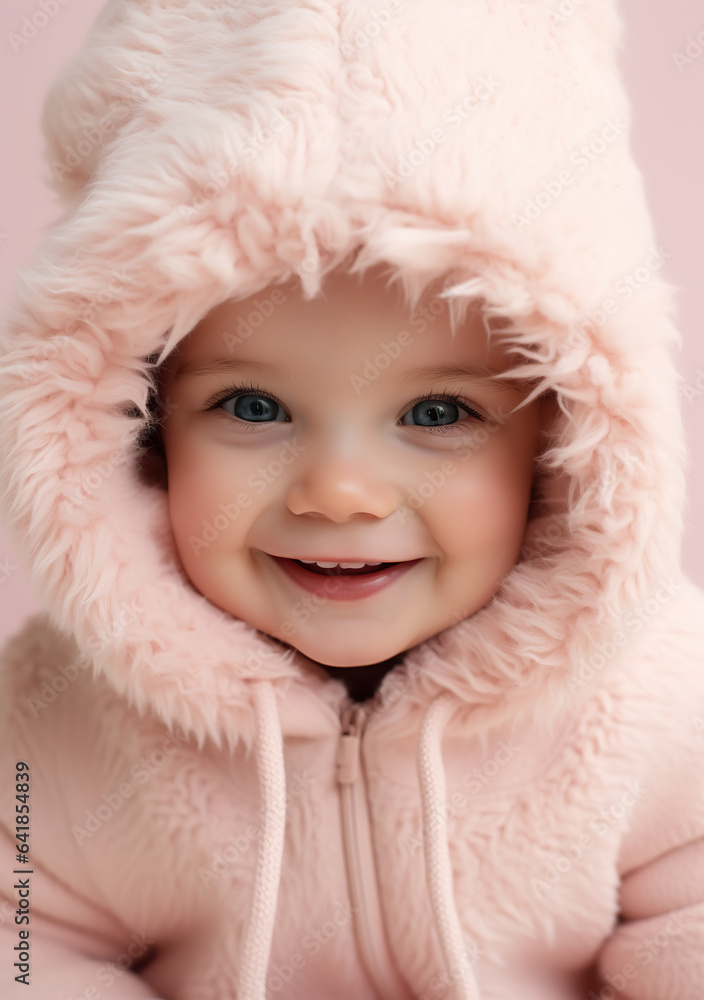 Cute Child Wearing Light Pastel Pink Clothes Generative AI Cute Child Wearing Light Pastel Pink Clothes Generative AI