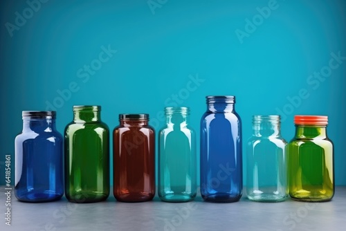 Separate collection of glass garbage. Colorful bottles
