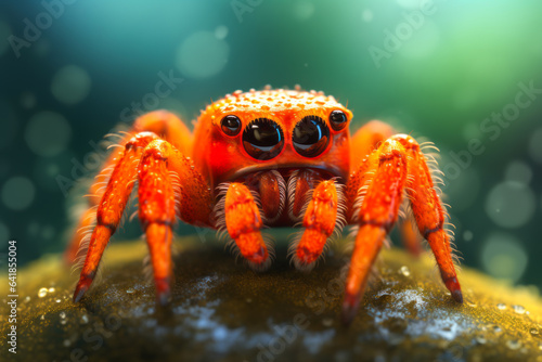 Closeup illustration of cute bright jumping spider