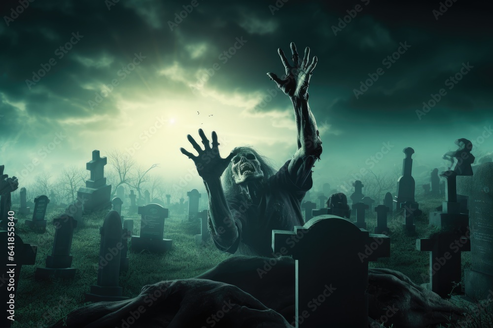 Zombie Hand Rising Out Of A Grave