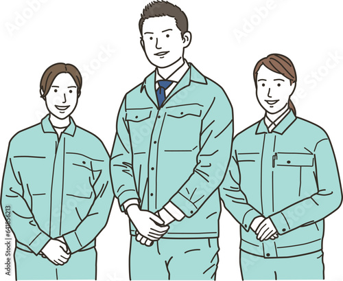 笑顔の男女作業員達