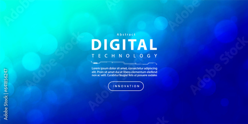 Digital technology banner green blue background concept, cyber technology circuit, abstract tech, innovation future data, internet network, Ai big data, futuristic wifi connection illustration concept