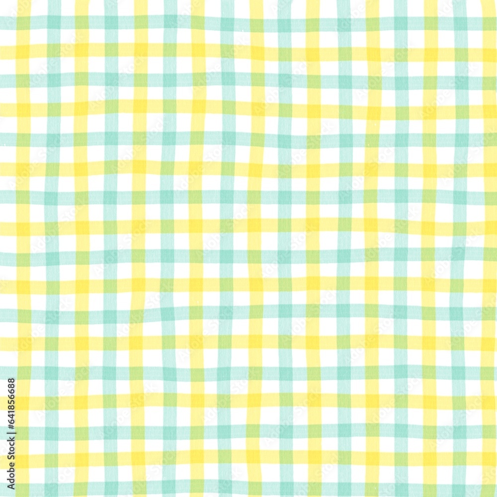 Yellow Green Gingham Check Hand Drawn Background Yellow Green Gingham Check Hand Drawn Background