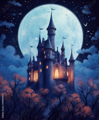 Fairytale Castle at Night Illustration © Erik
