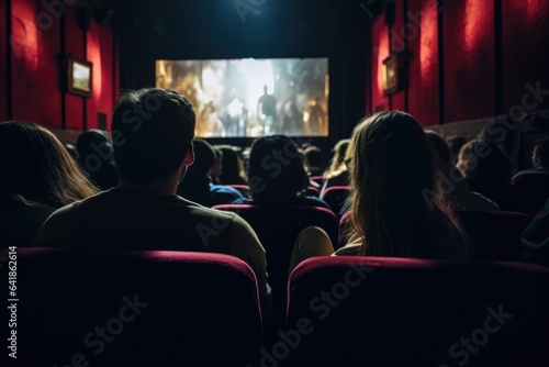 Diverse group of people watching a movie in a movie theater © Geber86