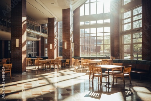 Interior of a modern university with no people