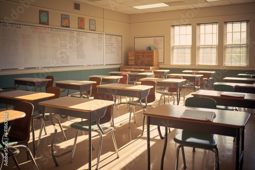 Empty classroom in an elementary school waiting to receive the students for the first day of school