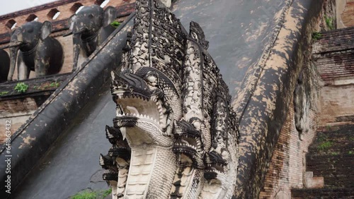 Wallpaper Mural snake statues at wat chedi luang temple in chiang mai Torontodigital.ca