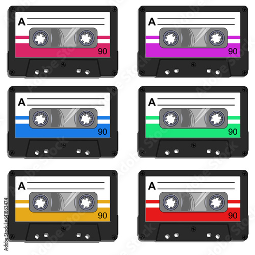 Vector Cassette Tapes in Various colours