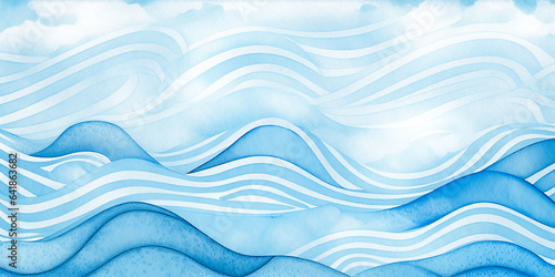 Snow wave winter texture background for copy space text. Blue white wavy flowing lines. Frozen ocean water backdrop. New year holiday season celebration abstract illustration. Web mobile cartoon waves
