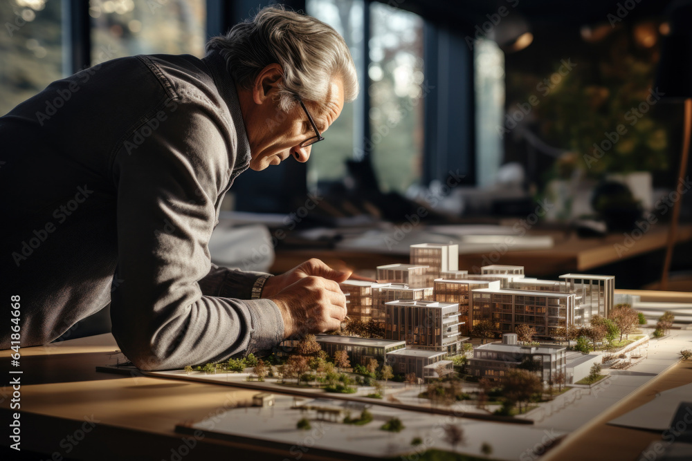 A person reviews the architectural plans of a co-owned property under development, envisioning the future potential of their investment. Generative Ai. A person reviews the architectural plans of a co-owned property under development, envisioning the future potential of their investment. Generative Ai.