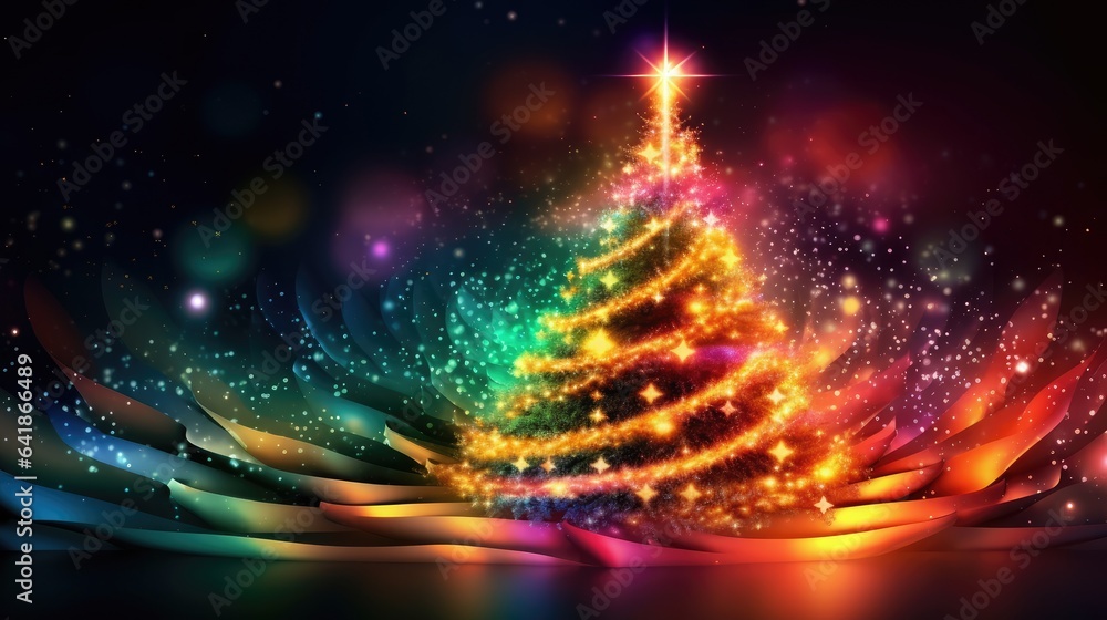 Obraz premium abstract christmas tree with lights