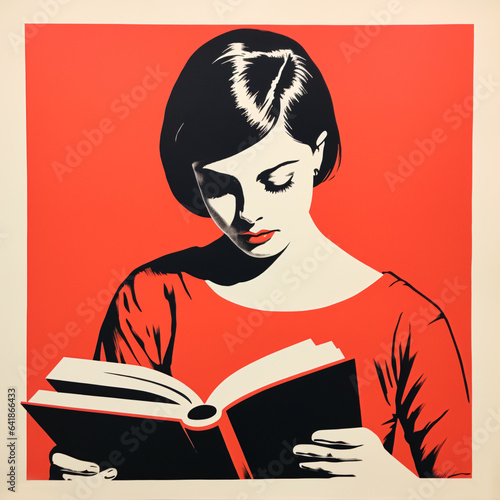 Girl Reading Bold Silhouette in Pastel Shadows