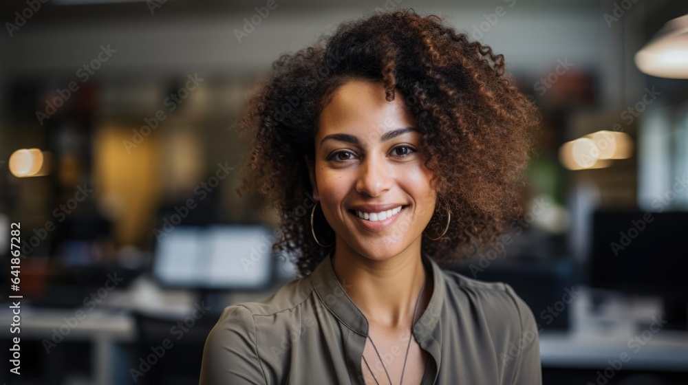 Fototapeta premium black woman professional in casual dress in an accounting office