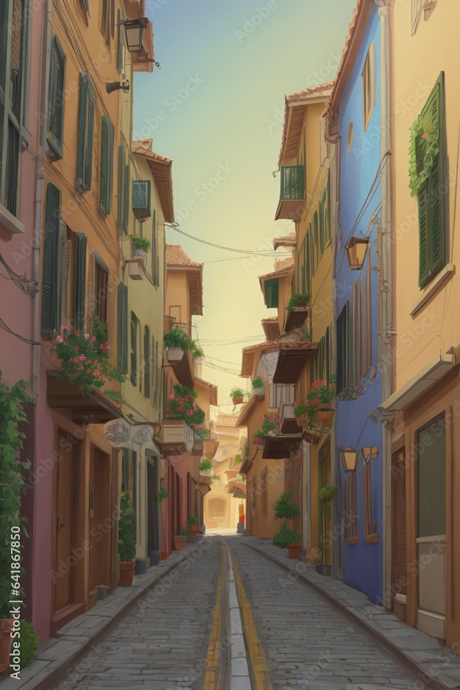 Fototapeta premium street in the town Generative AI
