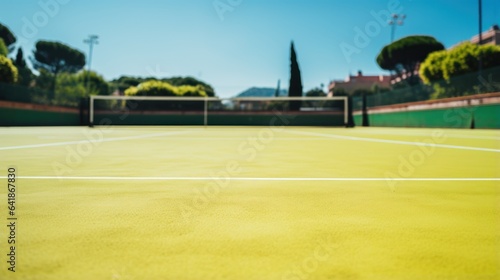 Tennis court and a player on the court.
