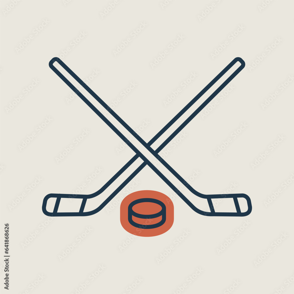 Ice Hockey Sticks and Puck vector isolated icon Ice Hockey Sticks and Puck vector isolated icon