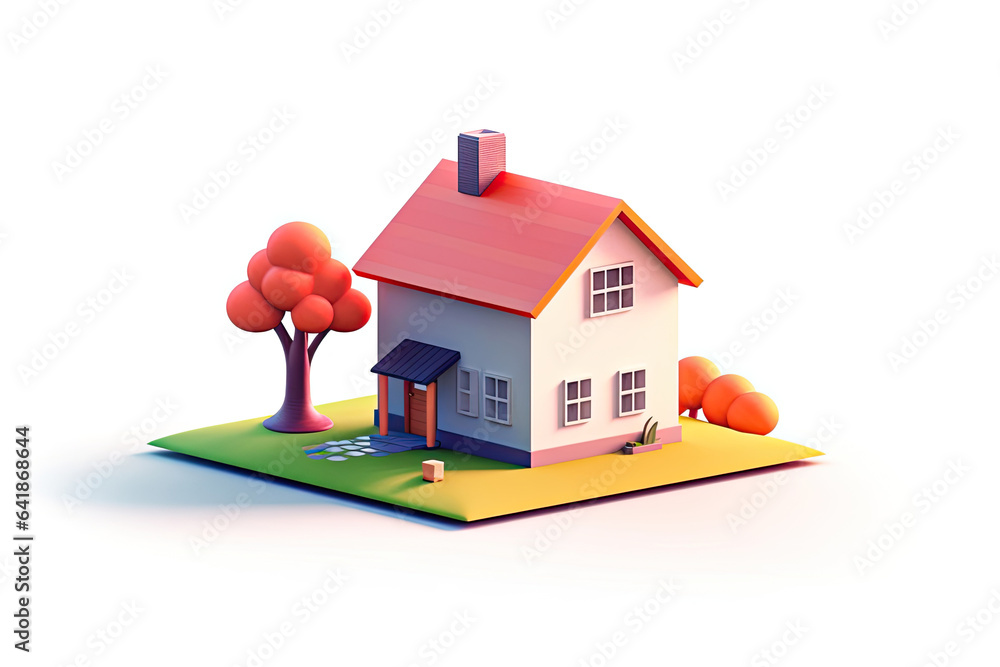 Cute traditional small house 3d rendering model Cute traditional small house 3d rendering model
