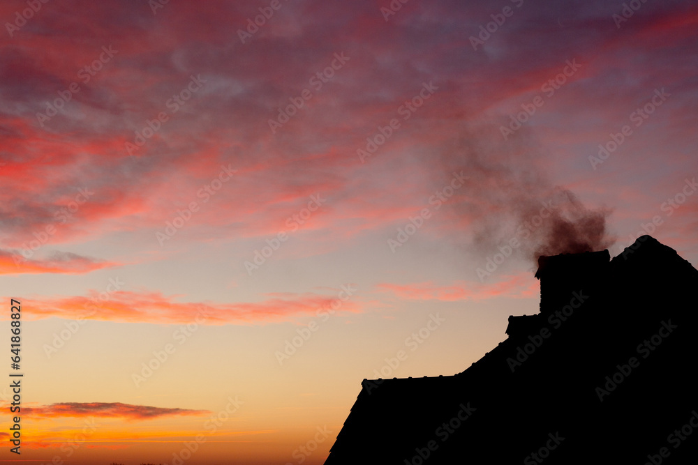 Amazing red and yellow sunset with 