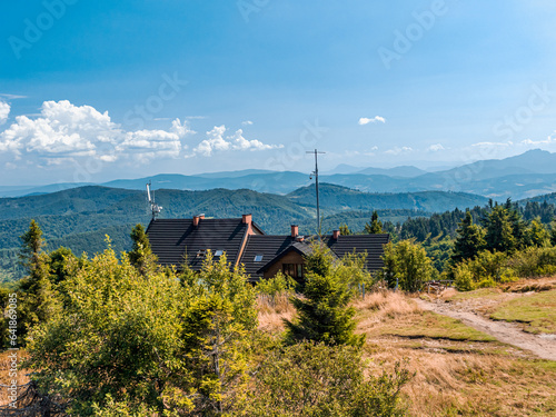 Fototapeta Naklejka Na Ścianę i Meble -  Mountain lodge on Wielka Racza summit, Beskid Zywiecki Mountains, Poland