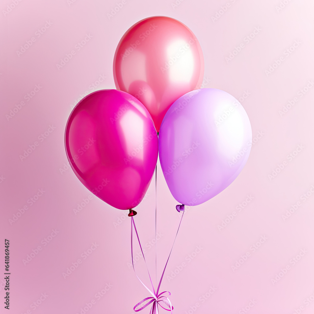 Pink and Silver Balloons on a CLEAN Background