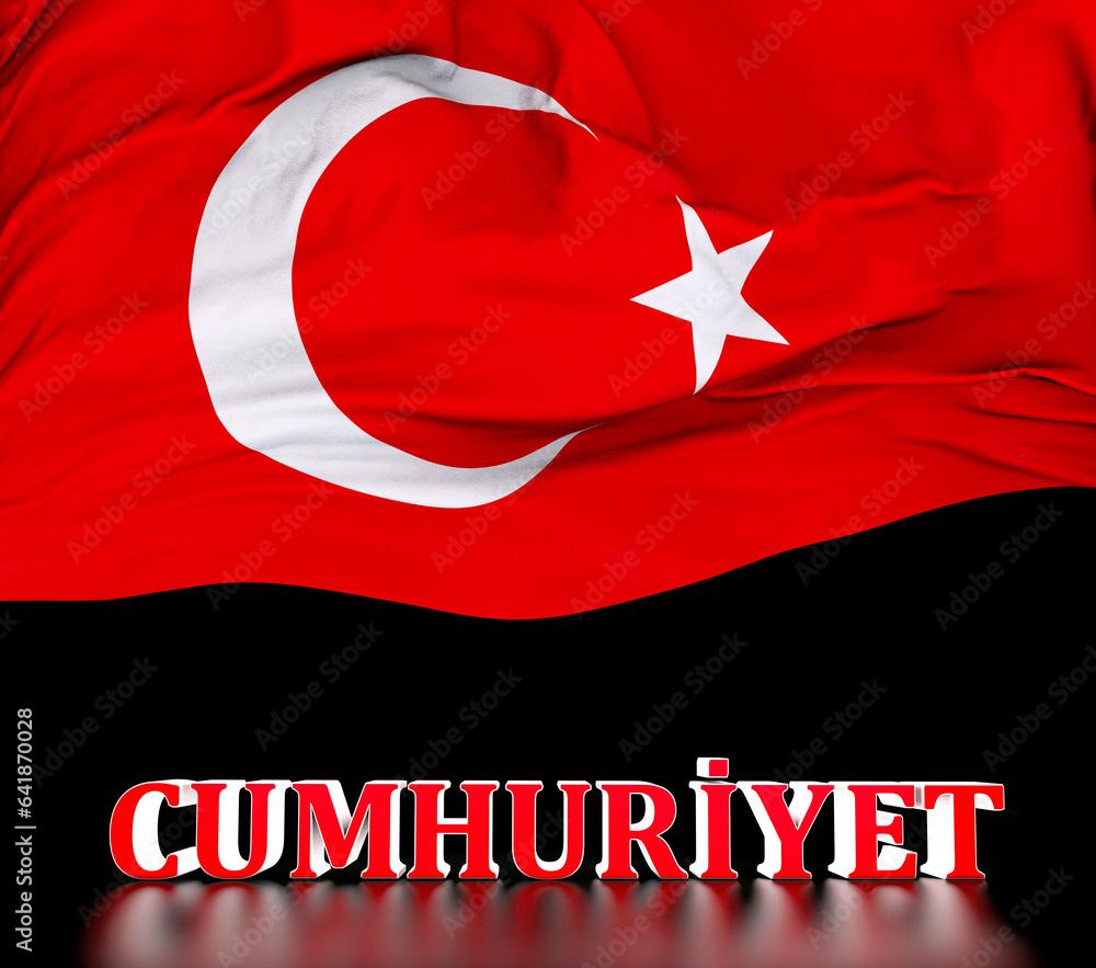 Turkey Flag and 3D text presentation. Translate: Turkiye Bayragi - A ...