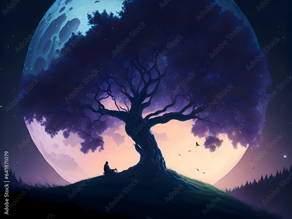 Big Moon and Tree