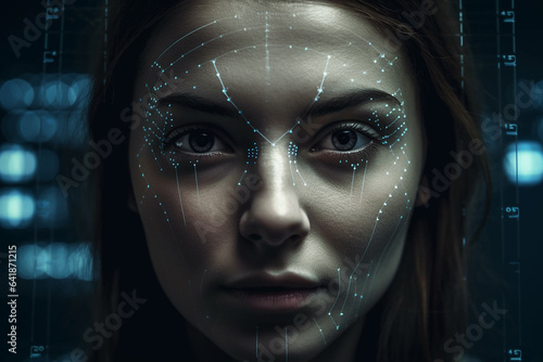 Face recognition technologies. A young girl.