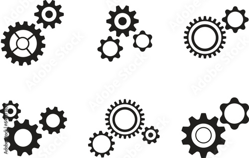 gear icon set, cog wheel, engine circle, thin line and flat web symbol on white background - editable stroke vector illustration eps10 with place for your text. Simple collection. Cogwheel. spinner